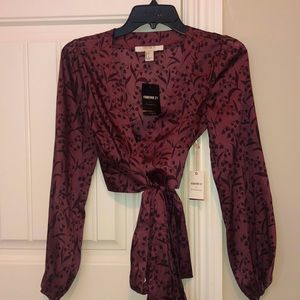 Cropped wrap shirt. Size S